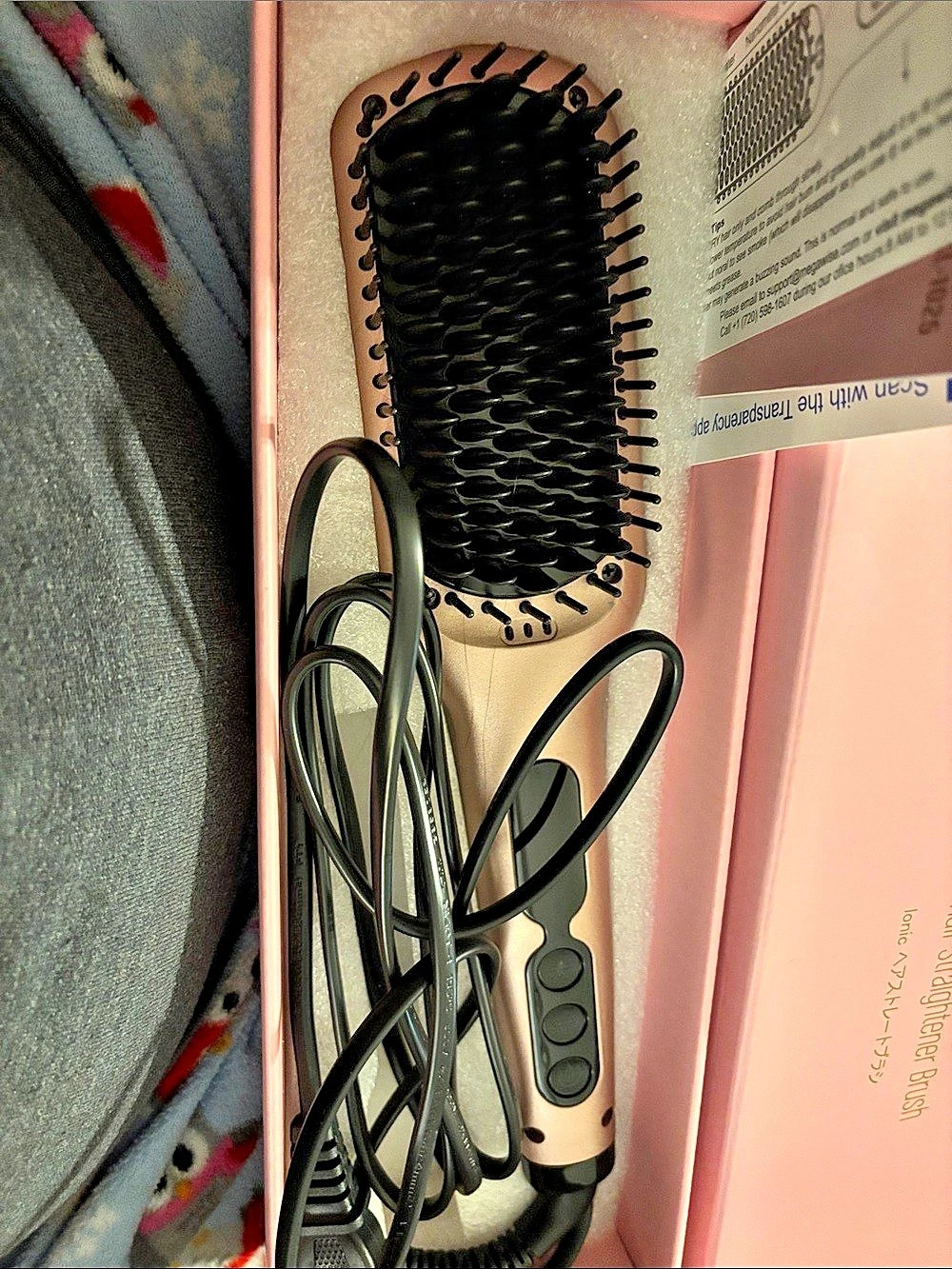 MEGawise Ionic Hair Straightener Brush Pink & Black NWT